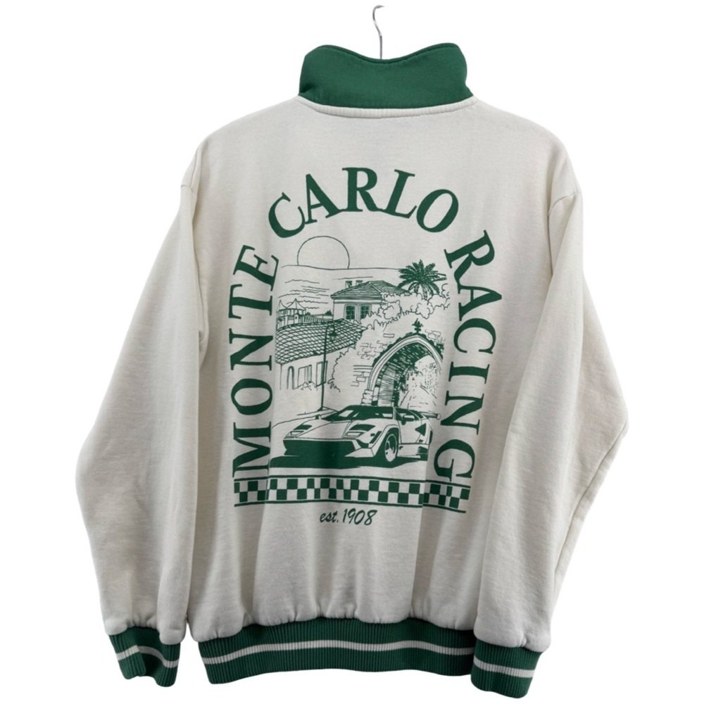 Zoe + Liv Green and White Monte Carlo Racing Quarter-Zip Sweatshirt - Picture 3 of 8